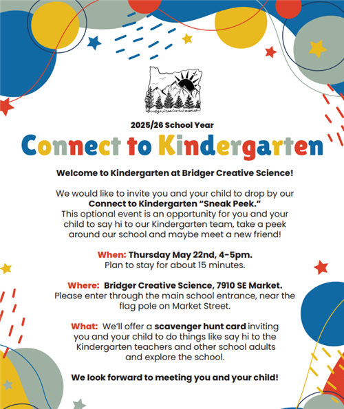 Kinder Connect May 22nd 4-5 pm